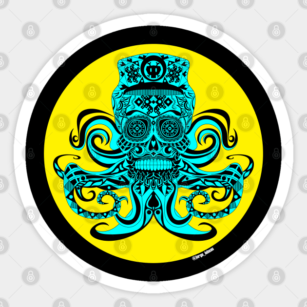 navy corsair in death pattern mandala ecopop Sticker by jorge_lebeau